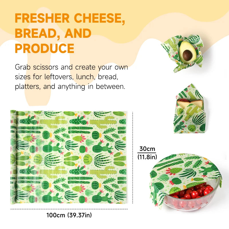 Reusable Beeswax Food Wraps Roll – Cut-to-Size Plastic-Free Storage