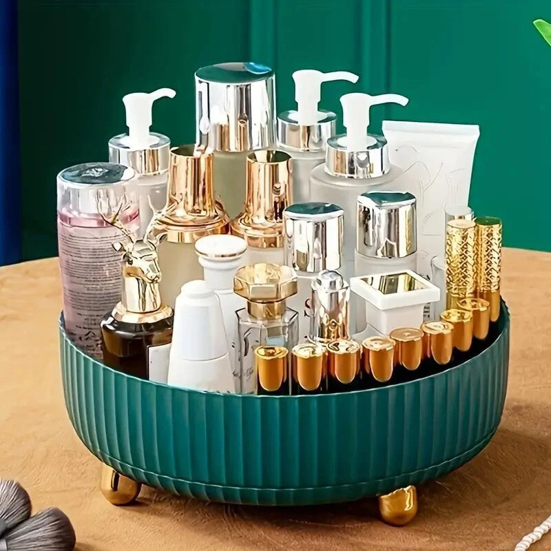360° Rotating Makeup Organizer Tray – Large Lazy Susan for Vanity
