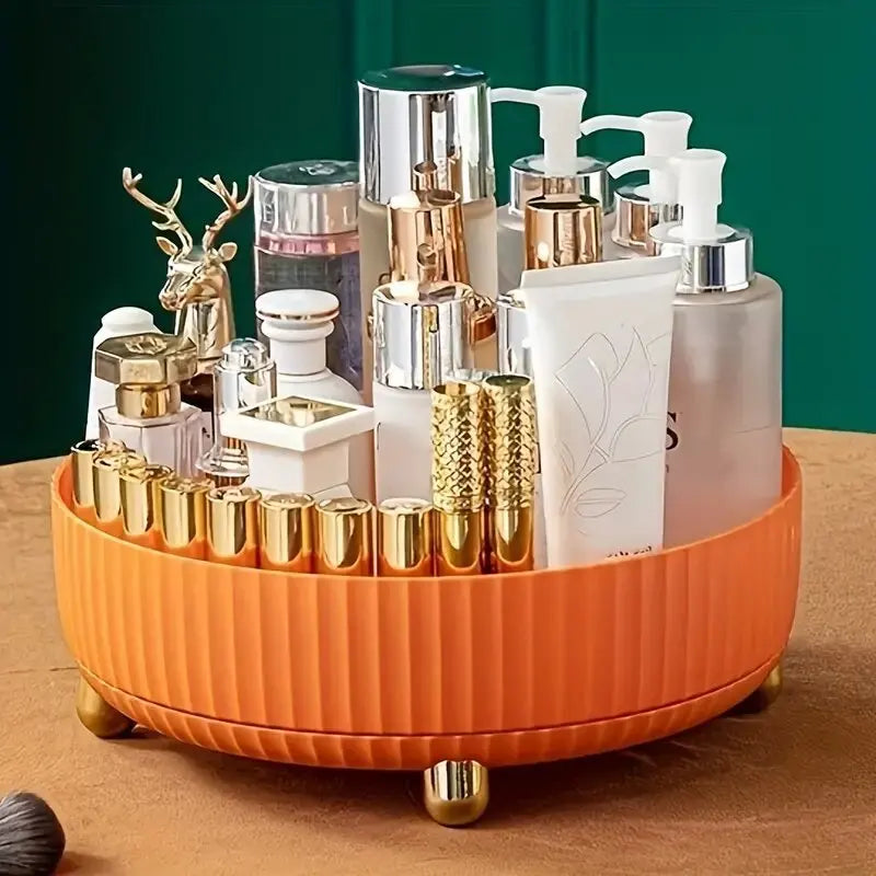360° Rotating Makeup Organizer Tray – Large Lazy Susan for Vanity