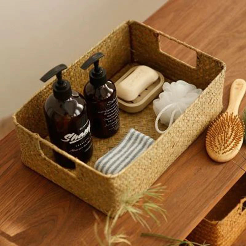 Woven Seagrass Storage Basket | Natural Wicker Home Decor Basket