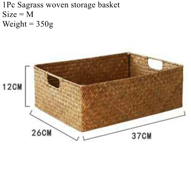 Woven Seagrass Storage Basket | Natural Wicker Home Decor Basket