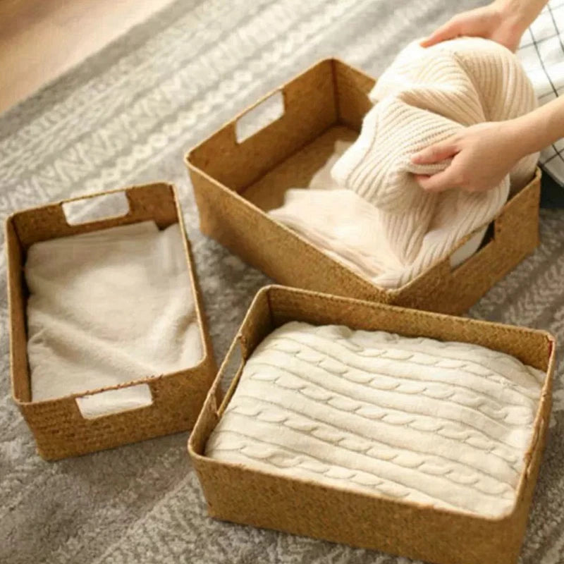 Woven Seagrass Storage Basket | Natural Wicker Home Decor Basket