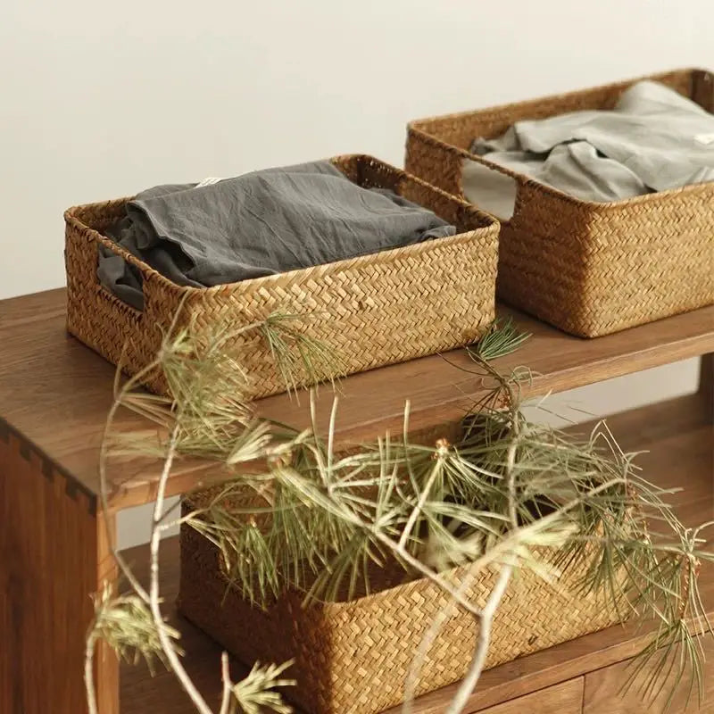Woven Seagrass Storage Basket | Natural Wicker Home Decor Basket