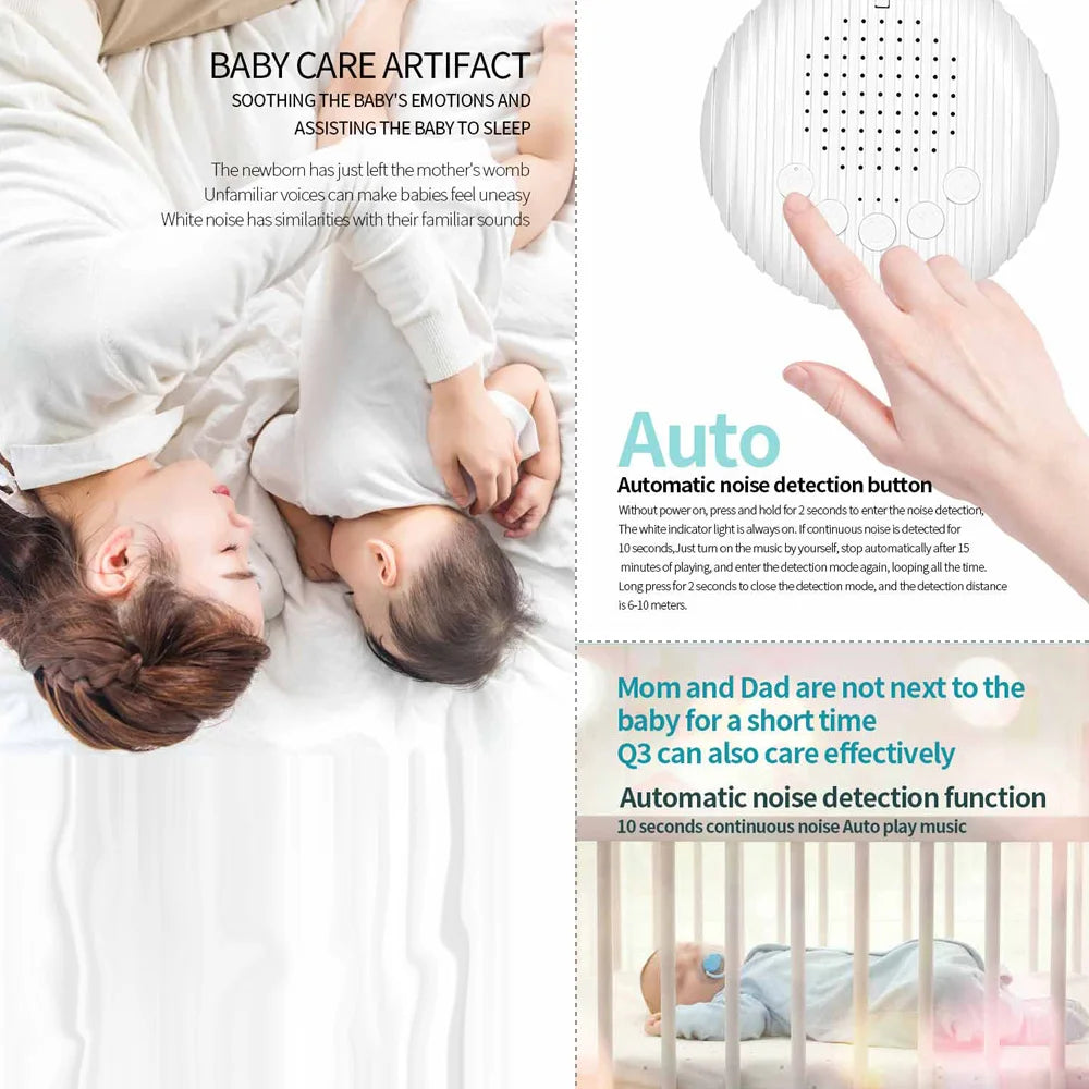 White Noise Machine Portable Baby Sleep Sound Machine 10 Soothing Sounds USB Rechargeable