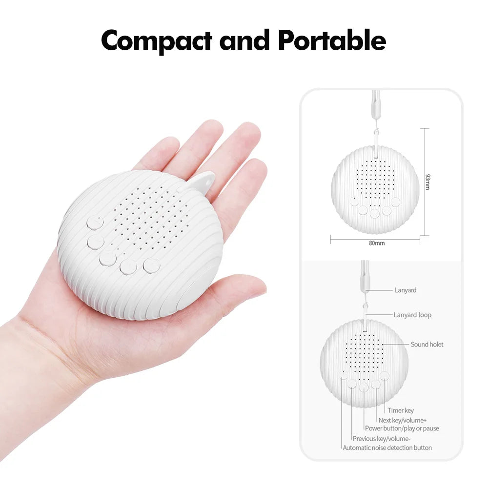 White Noise Machine Portable Baby Sleep Sound Machine 10 Soothing Sounds USB Rechargeable