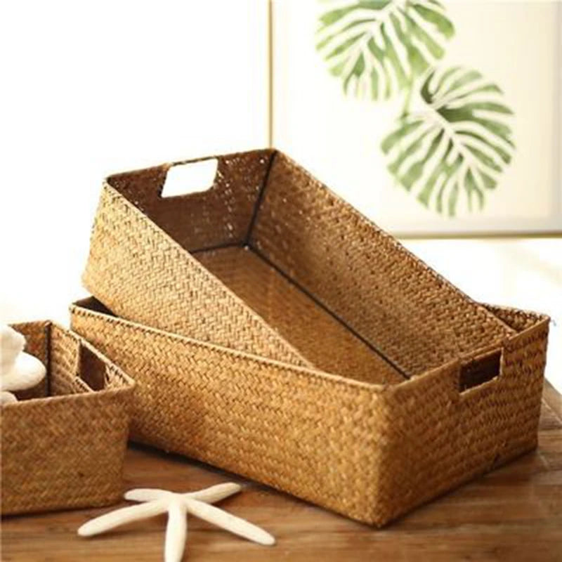 Woven Seagrass Storage Basket | Natural Wicker Home Decor Basket
