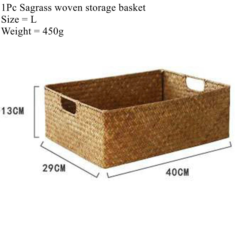Woven Seagrass Storage Basket | Natural Wicker Home Decor Basket