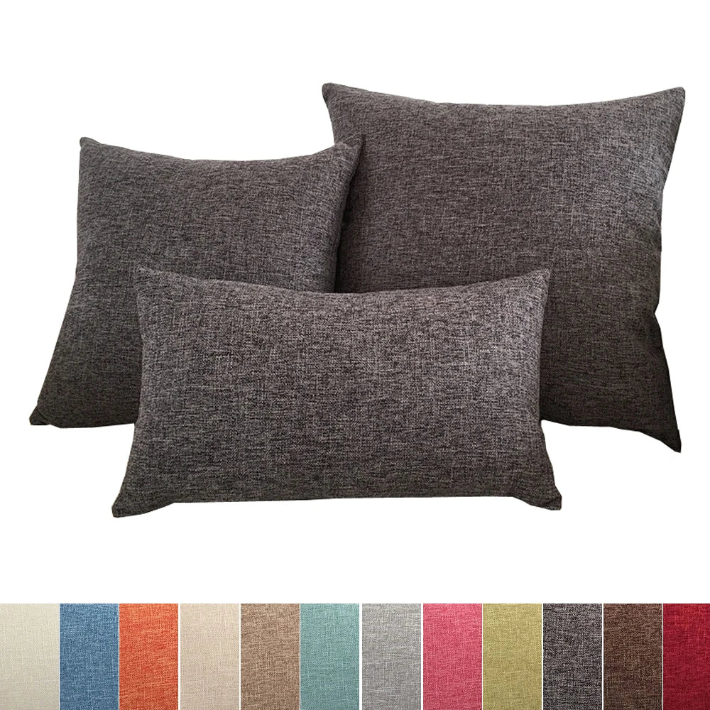 Linen Blend Solid Sofa Cushion Cover | Multiple Sizes