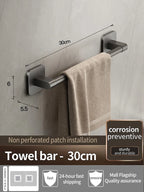 No Drill Towel Bar Wall Mounted Self Adhesive Bathroom Rack