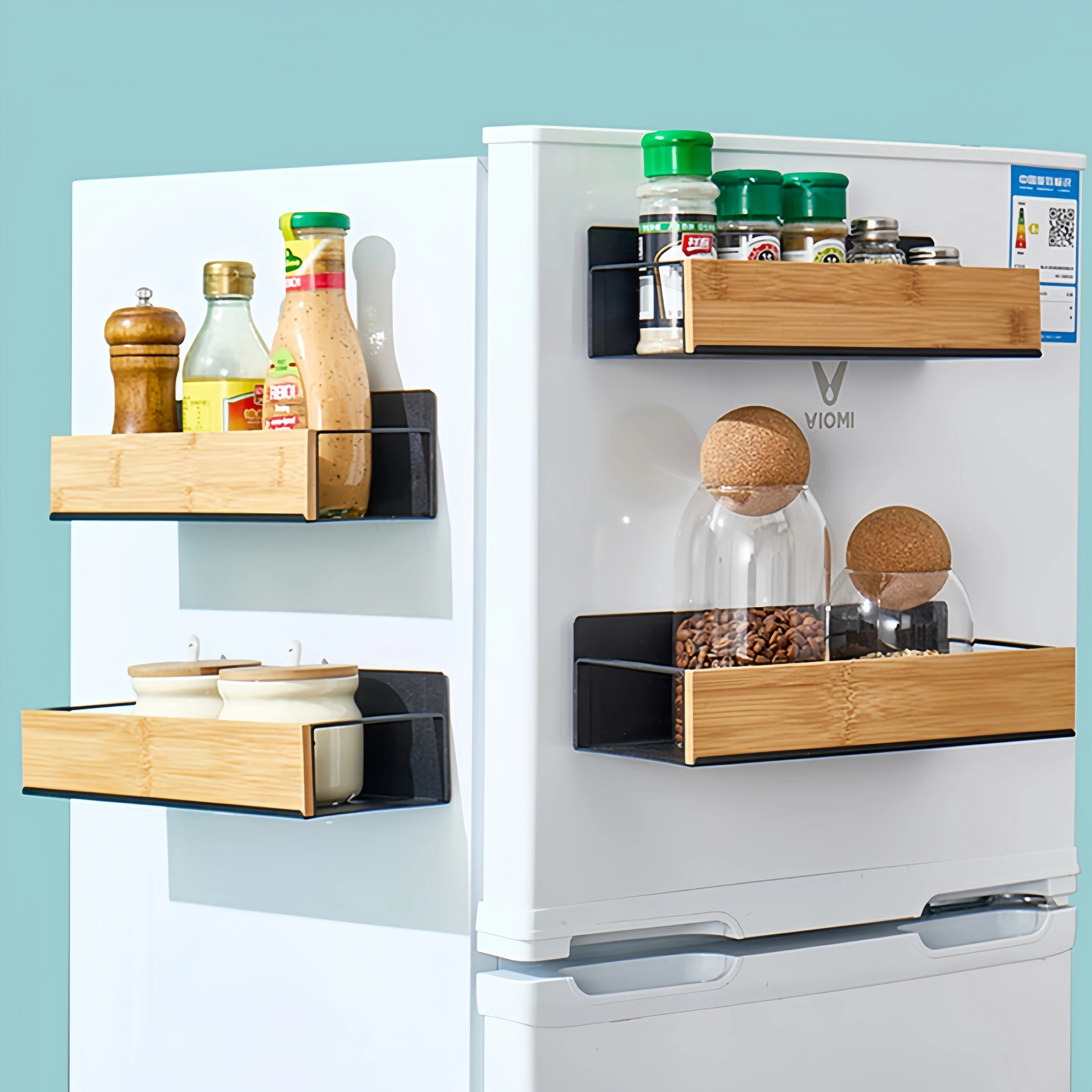 Magnetic Fridge Side Spice Rack – Black Iron Wall Mount