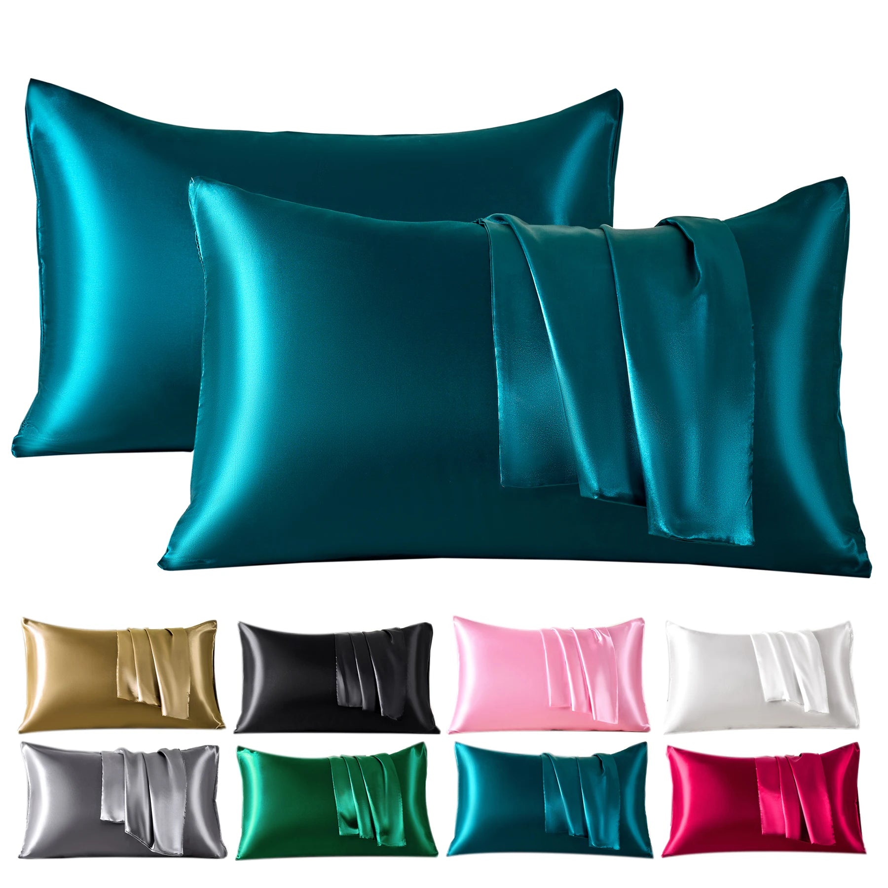 Satin Pillowcases for Skin and Hair Set of 2 Soft Cooling Pillow Covers