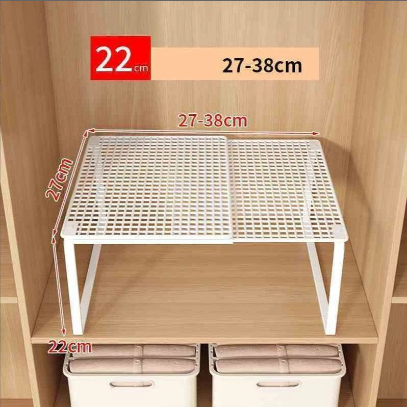 Stackable Expandable Closet Shelf Divider – Adjustable Steel Wardrobe Organizer