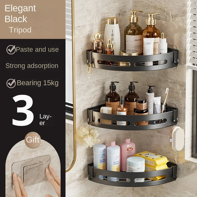 No-Drill Corner Shower Caddy Shelf | Adhesive Bathroom Storage Rack