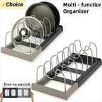 Expandable Pot, Pan & Lid Organizer Rack for Kitchen Cabinets