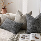 Chenille Striped Throw Pillow Covers for Sofa, Couch & Bed