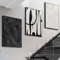 Abstract Black & White Canvas Wall Art Set of 3 | Texture Prints