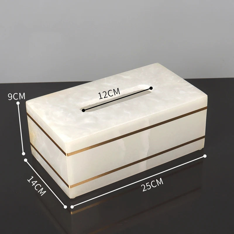 White Onyx Natural Marble Bathroom Accessories Set with Gold Accents