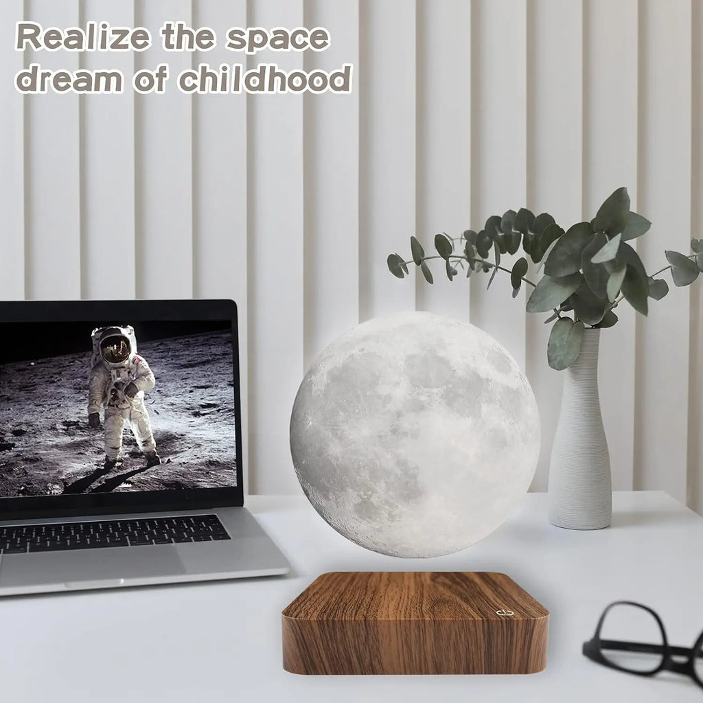 Levitating Moon Magnetic Floating Night Light 3D LED Lamp Wooden Base