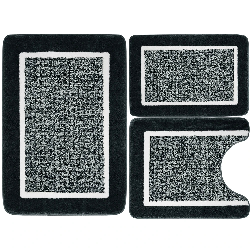 Velvet Memory Foam Bath Rug Set of 3 Non-Slip Machine Washable