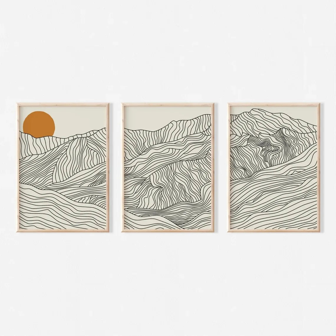 Japanese Alps Sunrise Canvas Wall Art Set of 3 – Abstract Landscape Prints