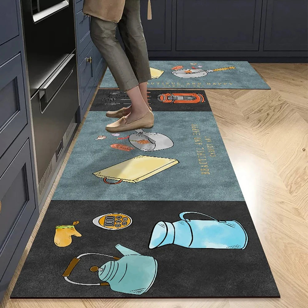 Crystal Velvet Non-Slip Kitchen Runner Rug – Absorbent & Soft