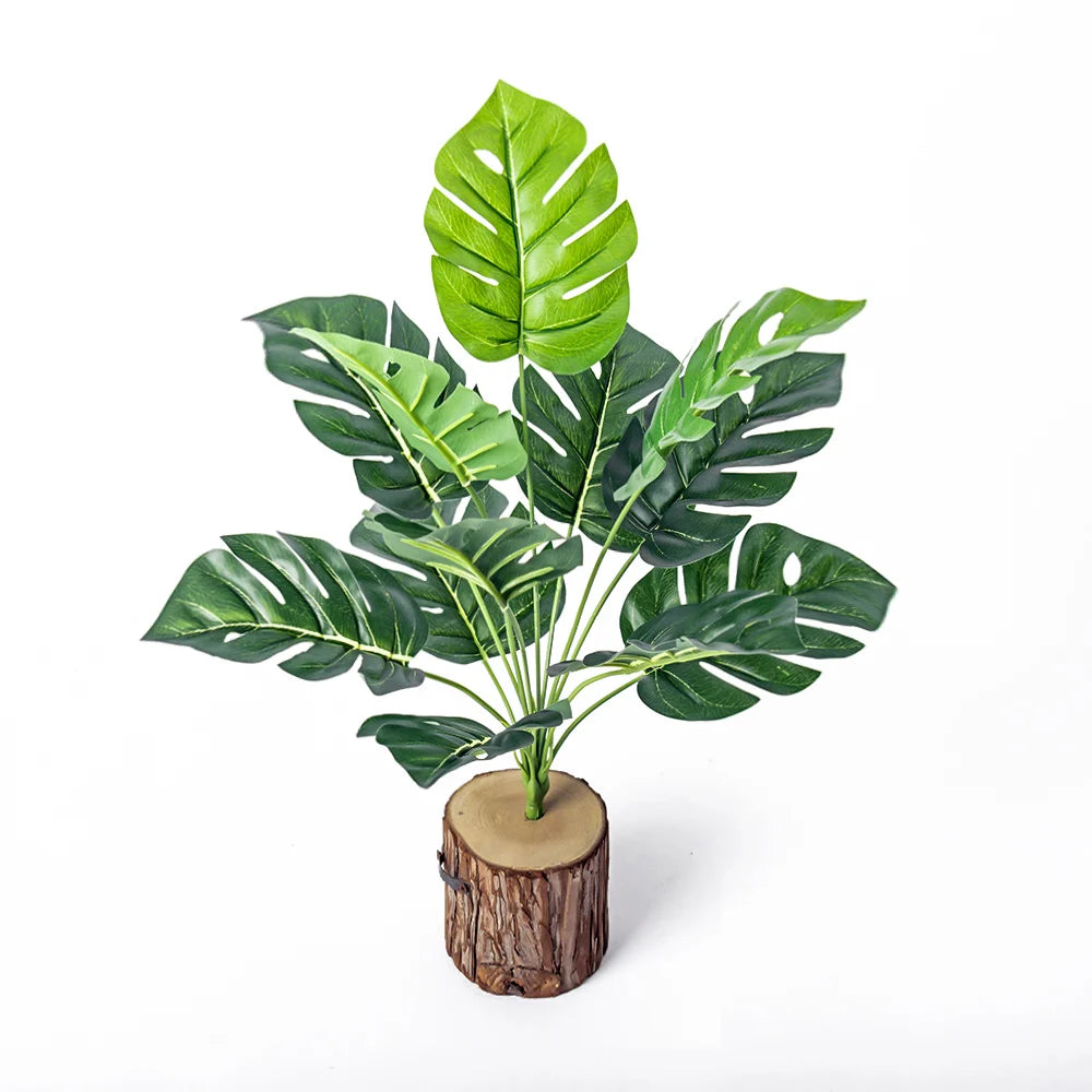 Artificial Monstera Plant with Tropical Faux Palm Leaves 43cm