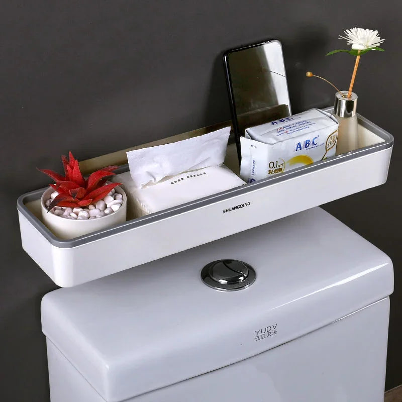 Over Toilet Storage Rack Wall Mounted No Drill White Shelf Organizer