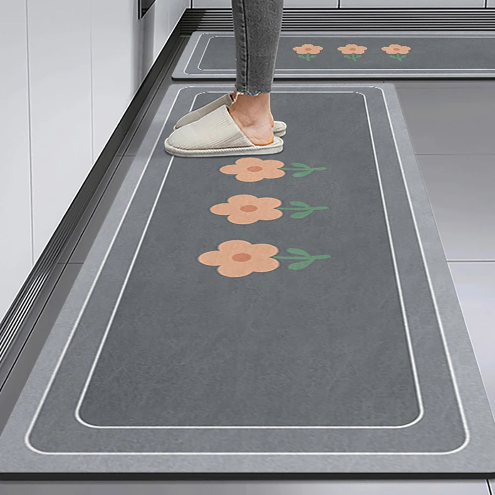 Crystal Velvet Non-Slip Kitchen Runner Rug – Absorbent & Soft