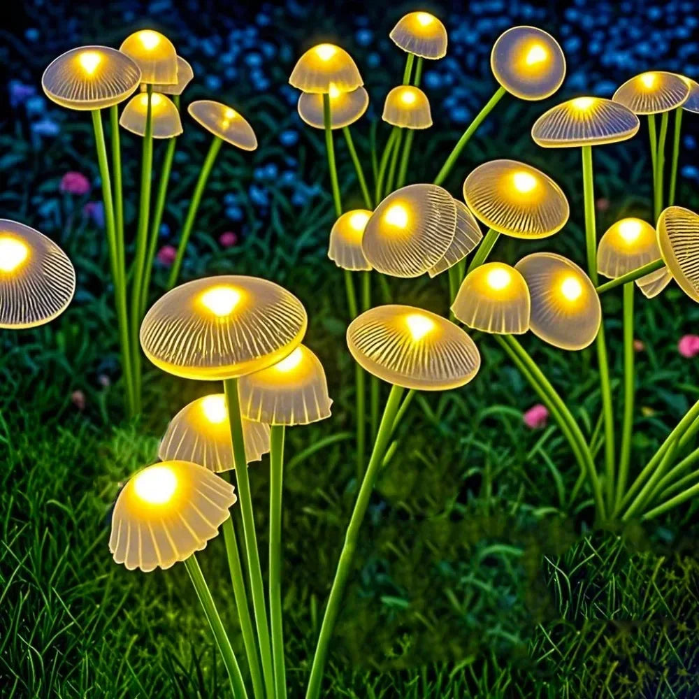 Solar Jellyfish Mushroom Lights Outdoor Garden Yard Decor LED Set