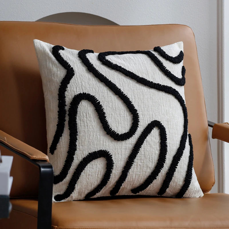 Chenille Geometric Throw Pillow Cover | Boho Sofa Cushion 45x45
