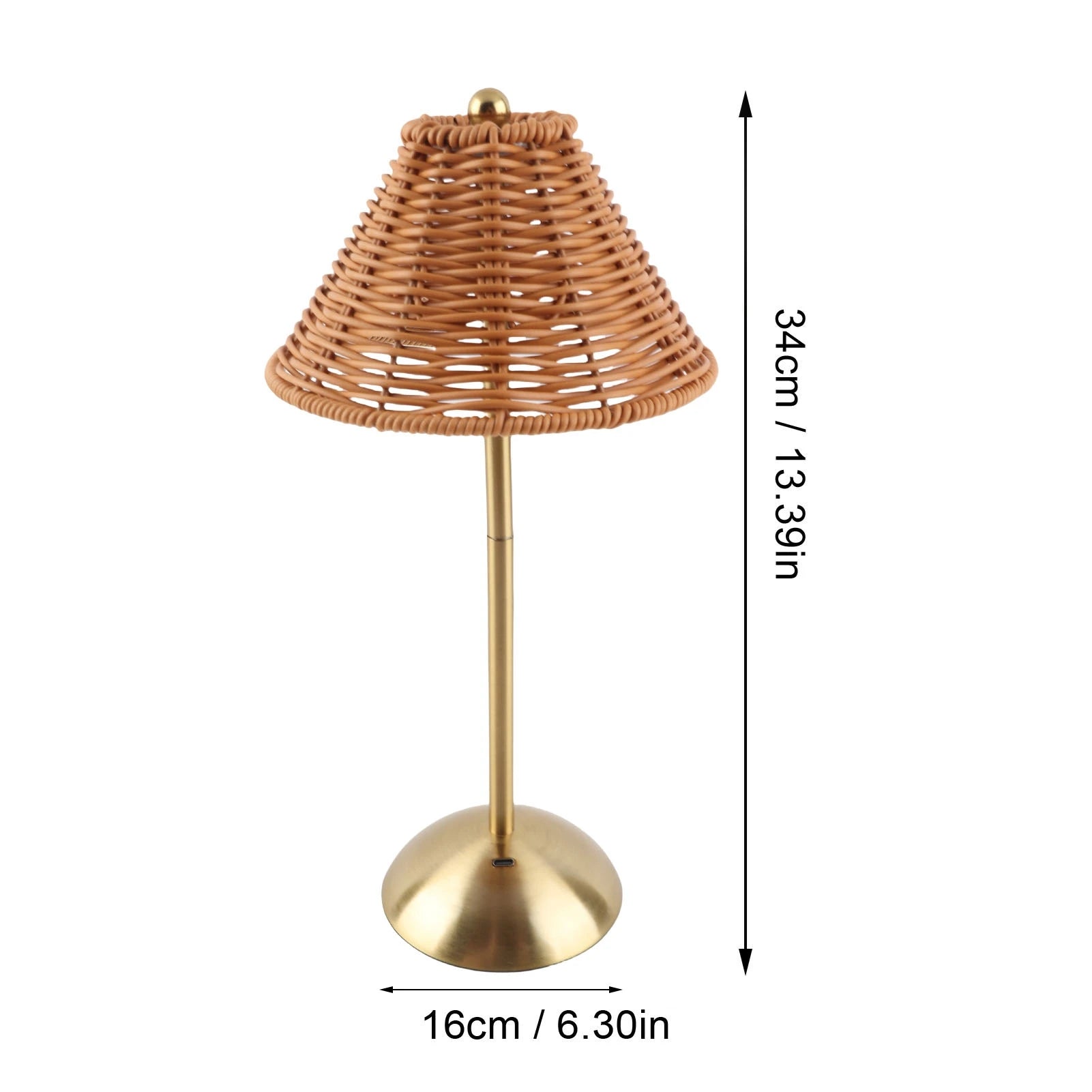 Rechargeable Rattan Table Lamp Dimmable LED Bedside Reading Light