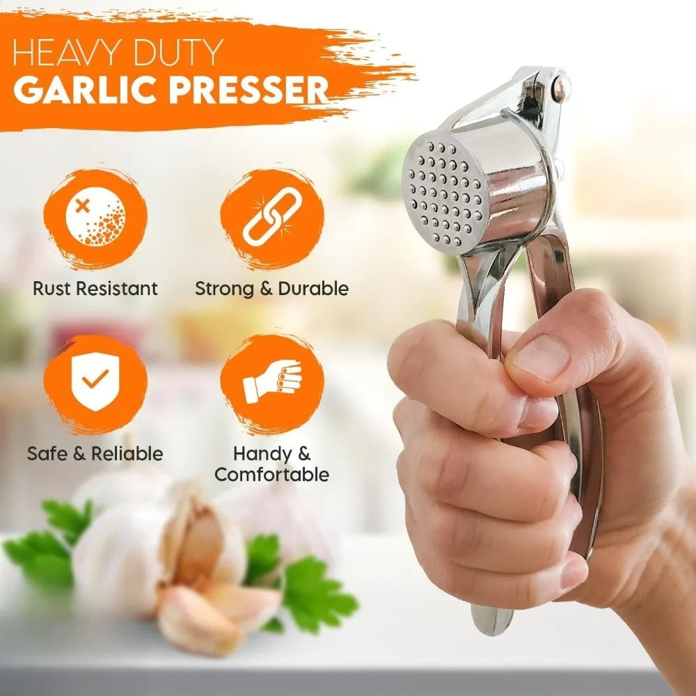 Heavy Duty Garlic Press – No Peel, Stainless Steel, Dishwasher Safe