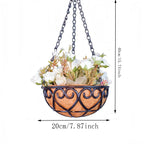 Hanging Basket Flowerpot Round Iron Chain Coconut Brown European Style