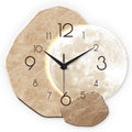 Modern Silent Wall Clock with Moon Design – Wooden, 34.7cm