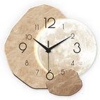 Modern Silent Wall Clock with Moon Design – Wooden, 34.7cm