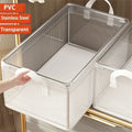 Transparent PVC Storage Basket with Stainless Steel Frame