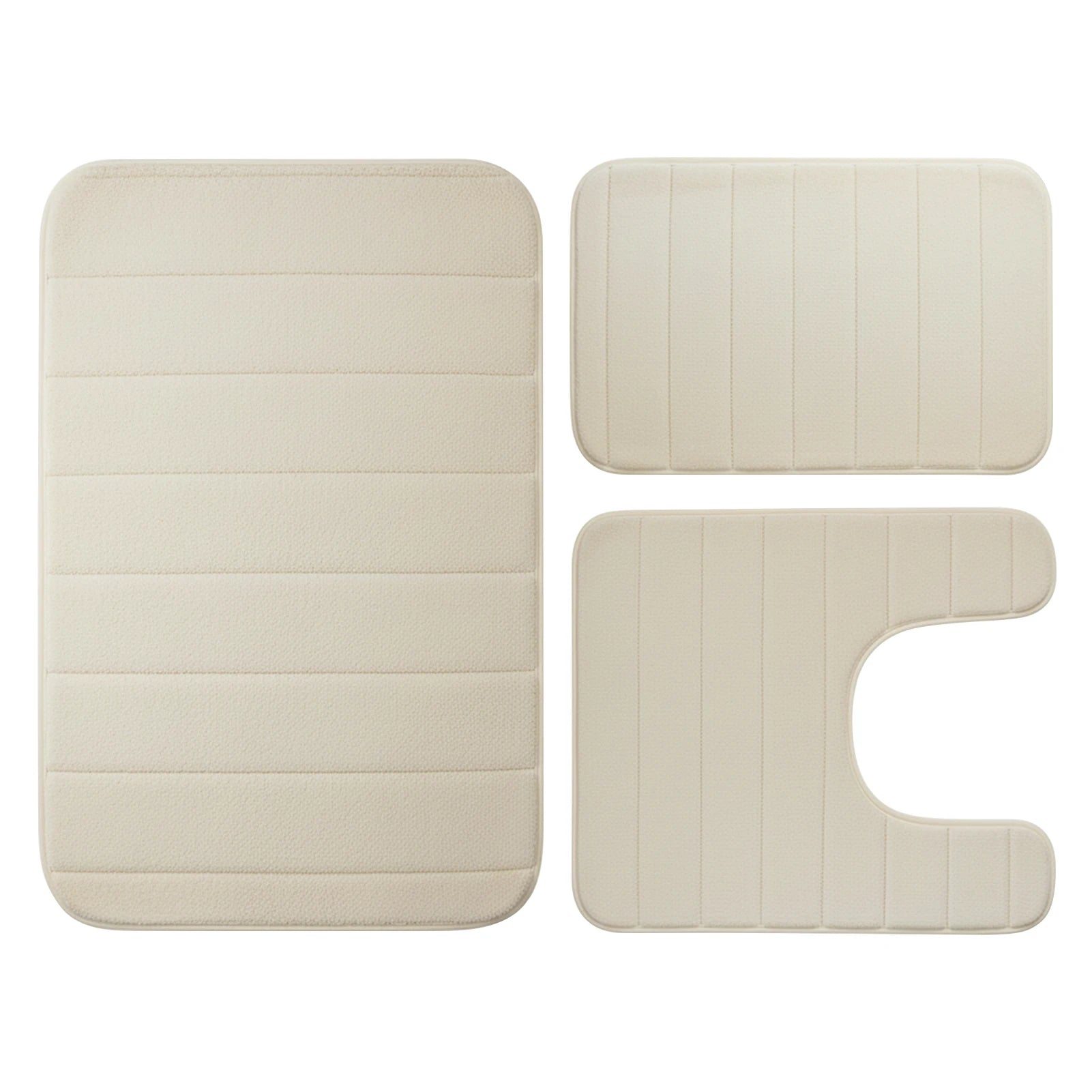 Velvet Memory Foam Bath Rug Set of 3 Non-Slip Machine Washable