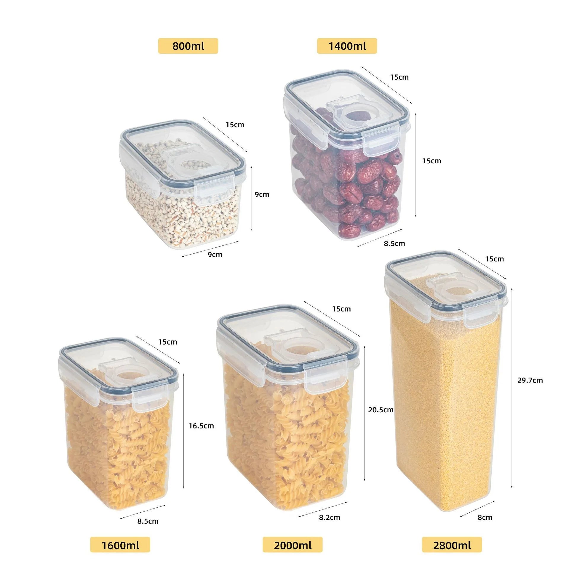 Airtight Pantry Storage Containers with Lids – Cereal & Dry Food Set