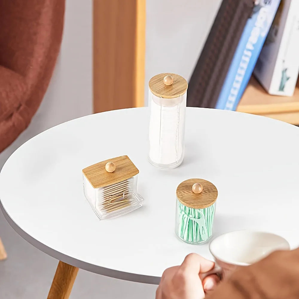 3-Piece Bathroom Organizer Set | Cotton Swab, Cotton Ball & Floss Dispenser