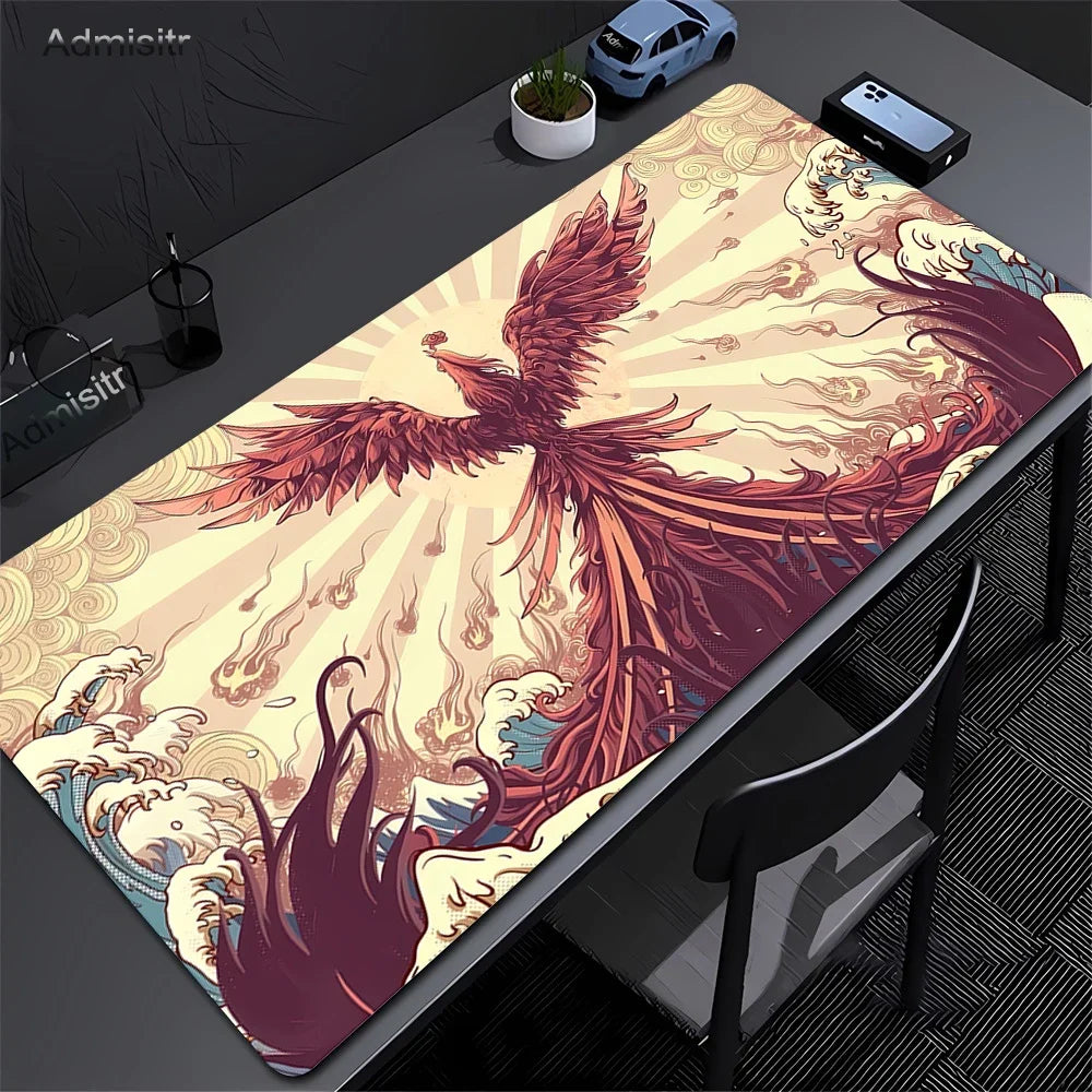 XXL Dragon Anime Gaming Desk Mat | Black & White Non-Slip Mouse Pad