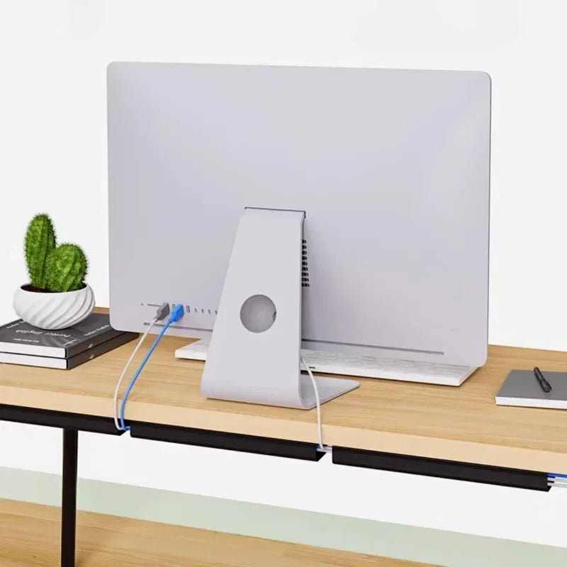Under Desk Cable Management Tray – No-Drill PVC Cord Organizer, 40cm
