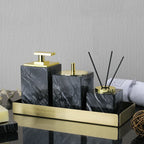 Black Marble Bathroom Accessories Set – Toothbrush Holder, Soap Dispenser & Dish Tray