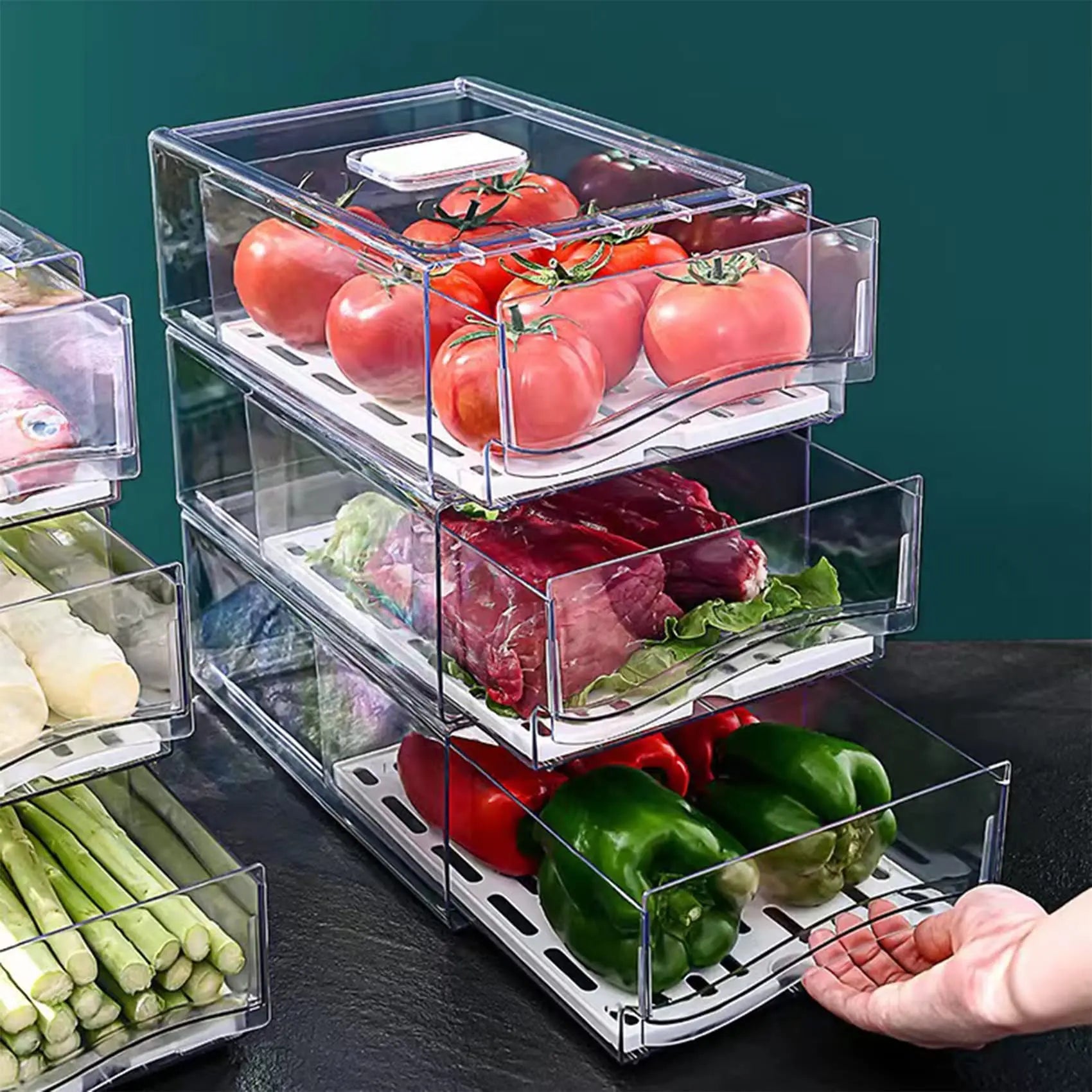 Stackable Fridge Organizer Bins – Clear BPA-Free Refrigerator Containers