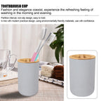 6-Piece Bamboo Bathroom Accessories Set with Soap Dispenser & Toothbrush Holder