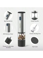 Electric Salt & Pepper Grinder Set – Rechargeable, Adjustable Coarseness