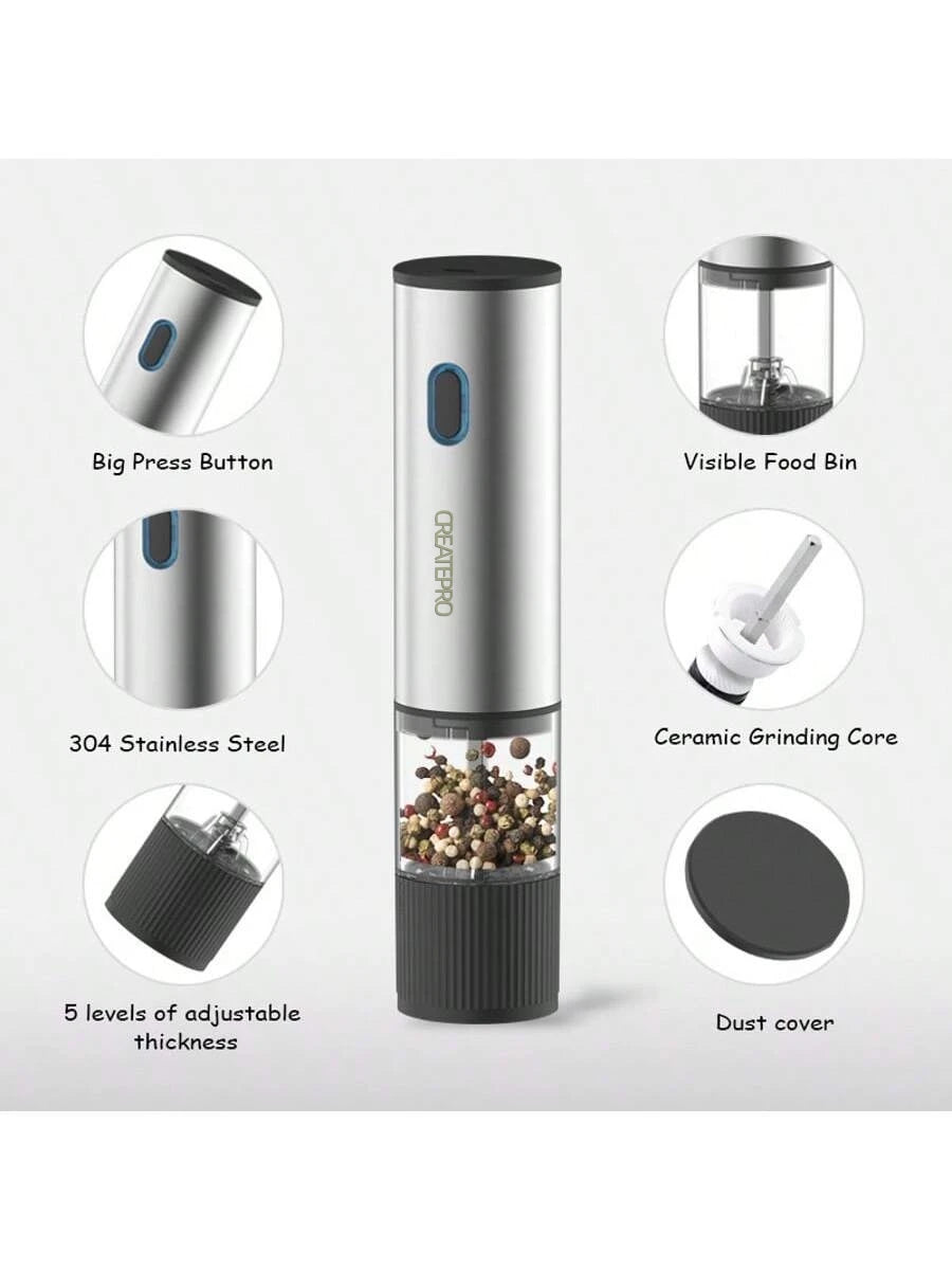 Electric Salt & Pepper Grinder Set – Rechargeable, Adjustable Coarseness