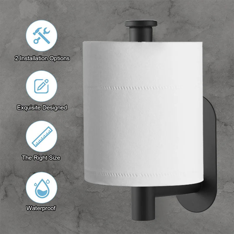 Adhesive Toilet Paper Holder Stainless Steel No Drill Waterproof