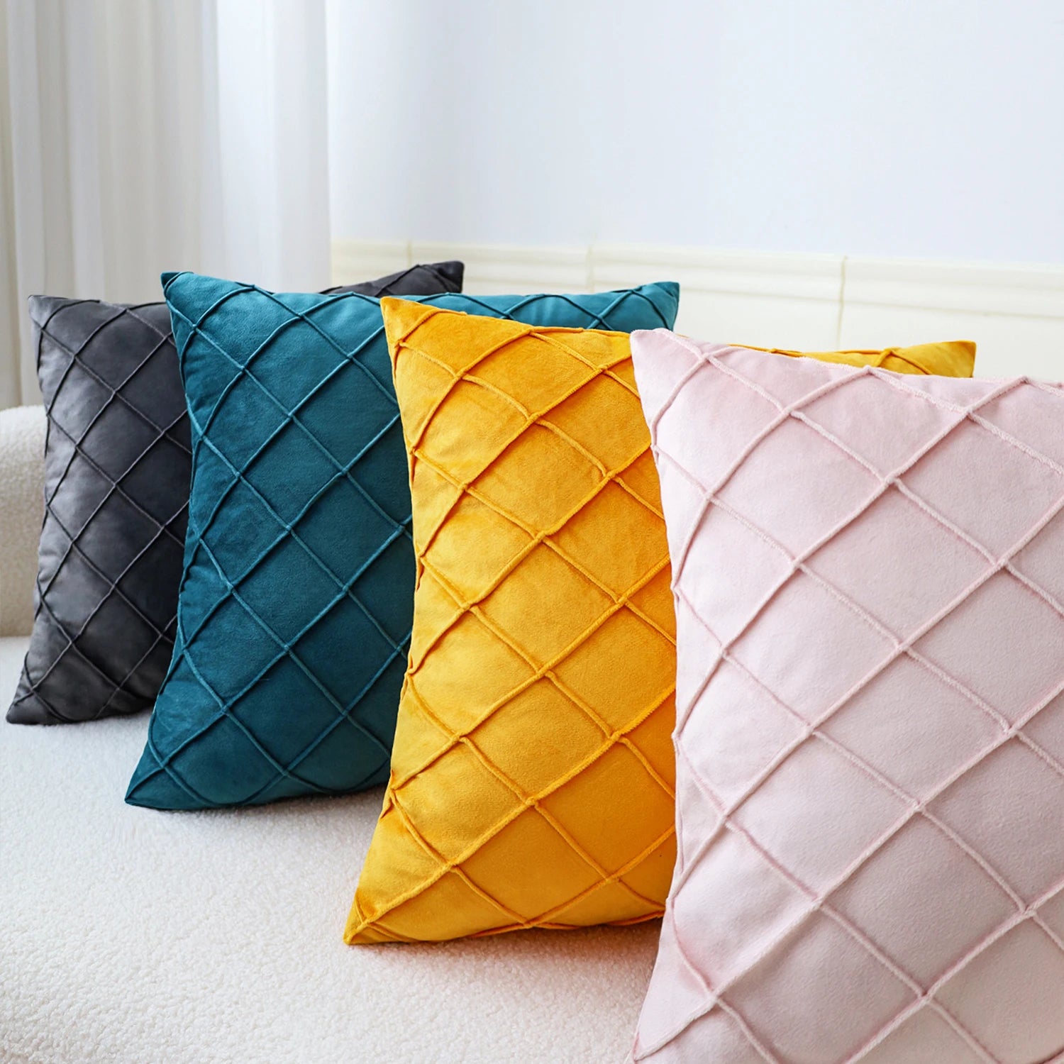 Velvet Geometric Cushion Cover for Sofa & Living Room 45x45cm