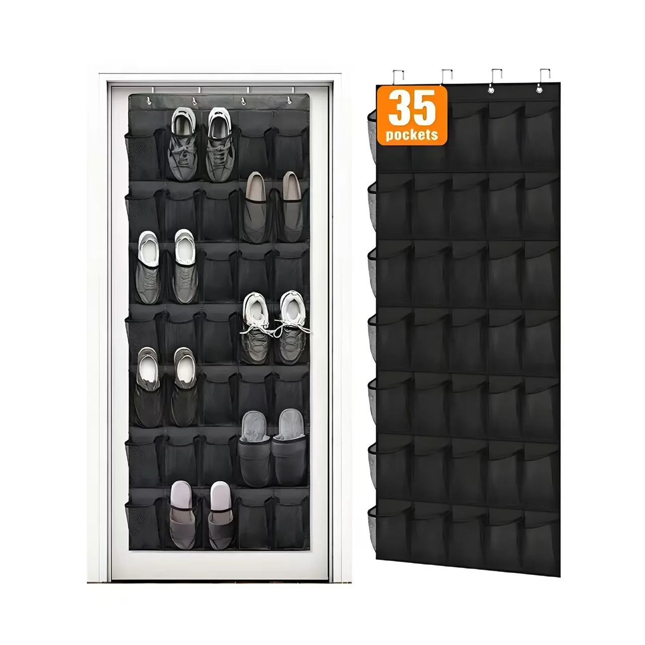 Over Door Shoe Rack Organizer with Large Mesh Pockets - 12 to 40 Pockets