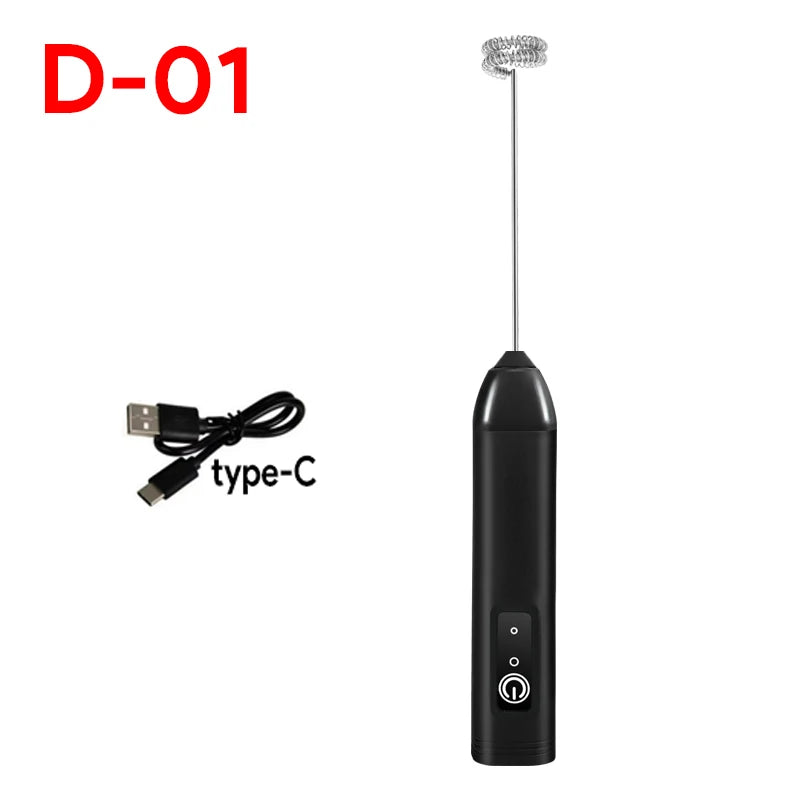 Electric Milk Frother Rechargeable – USB-C Handheld Whisk for Coffee